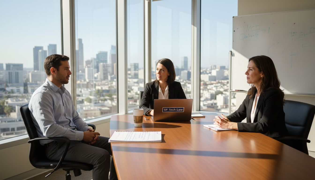 Escena de entrevista de trabajo en una oficina de esquina