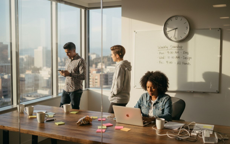 Equipo técnico trabajando en la oficina de una startup